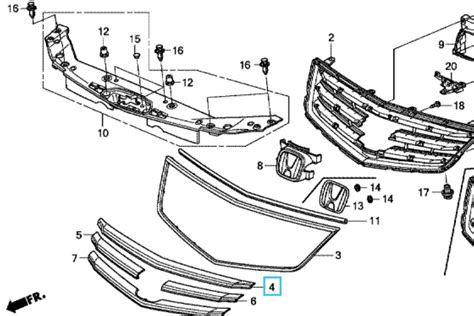 Honda Accord Ex 2009 2015 Upper Grille Moulding Honda Direct Parts