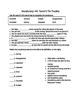 Mr Tanen S Tie Trouble Vocabulary Journeys By Anna Wimpsett Tpt