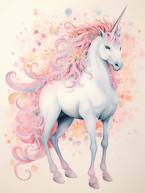 Premium Photo Painting Of A White Unicorn With Pink Mane And Long