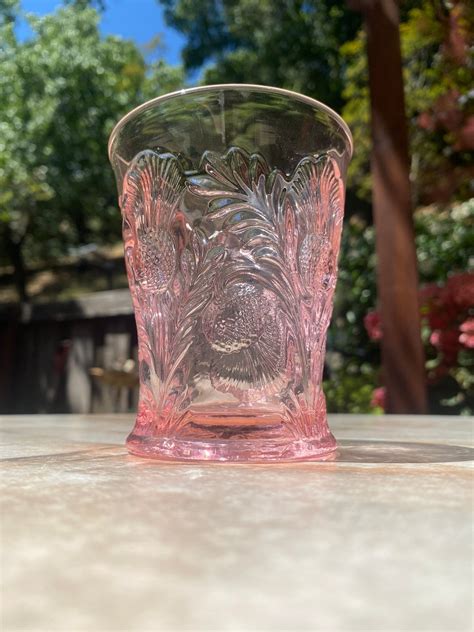 Vintage Mosser Pink Inverted Thistle Cramberry Ice Tumbler Etsy