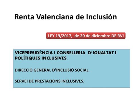 Renta Valenciana de Inclusión ppt descargar