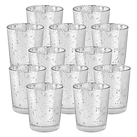 Just Artifacts 2 75 Inch Speckled Mercury Glass Votive Candle Holders