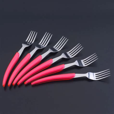 Christmas T Hot 6 Pcslot Stainless Steel Dinner Fork Set Pink