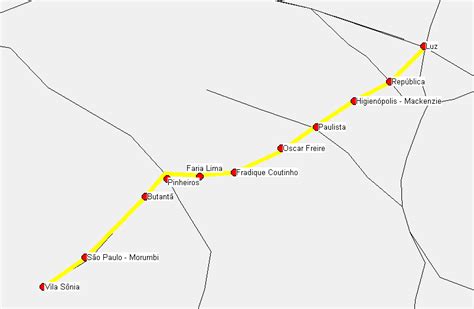 The Location Of Metro Line 4 In Yellow Within The Sao Paulo