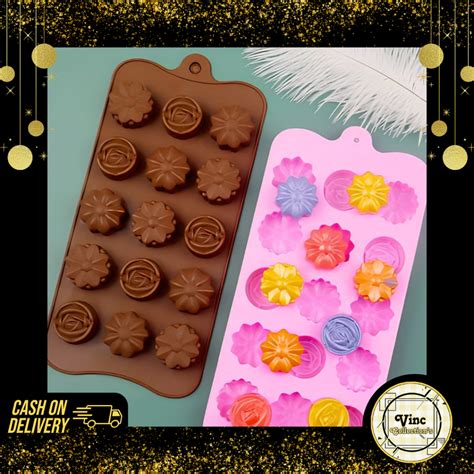 Jual CETAKAN COKLAT SILICONE FONDANT PUDING BENTUK BUNGA CETAKAN ANTI