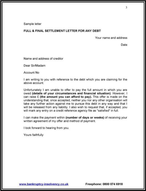 Full And Final Settlement Offer Letter Template Great Professional Template Design