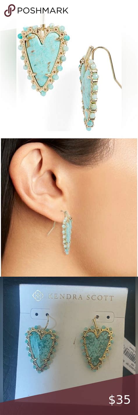 New Kendra Scott Beaded Ansley Earrings In Sea Green