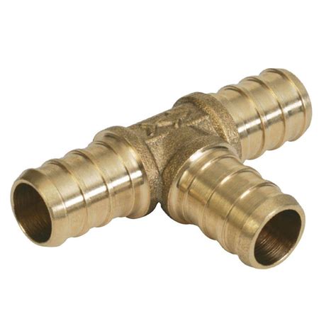 Sharkbite 1 2 In Brass Pex Barb Tee Uc362lfa The Home Depot