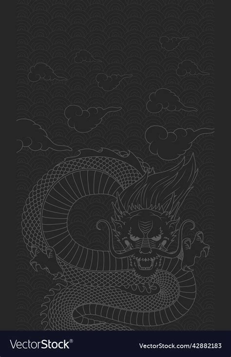 Chinese Dragon Black Background Royalty Free Vector Image