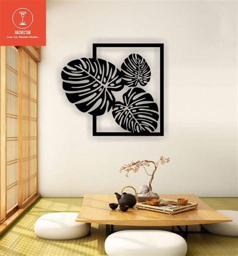 Lasercut Leaf Wooden Metal Wall Decoration Vector Art SVG CDR Files