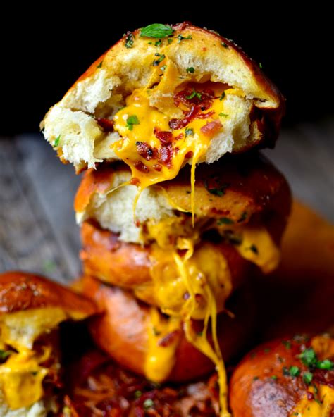 Yammie S Noshery Cheddar Bacon Stuffed Pretzel Buns