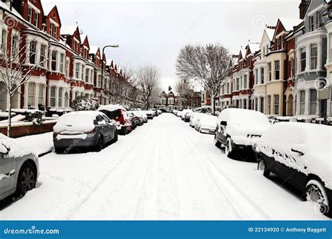 Snow Covered Street stock photo. Image of slippery, homes - 22134920