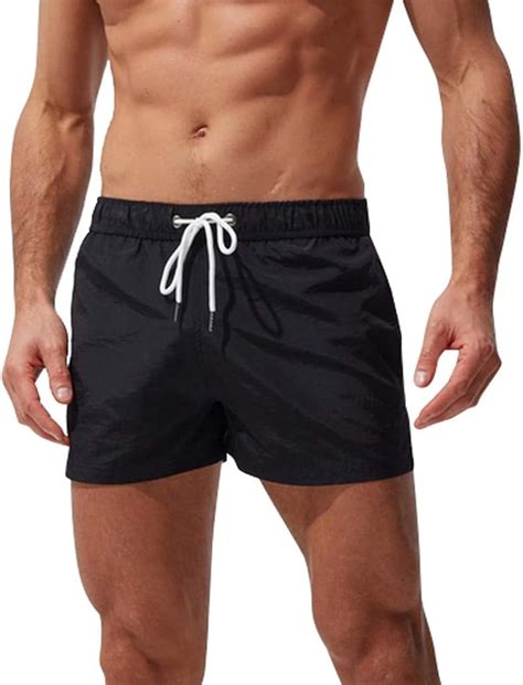 Dissolving Swim Shorts Cotton Linen Shorts Mens Quick Dry 4 Way Stretch Swim Trunks Swimming