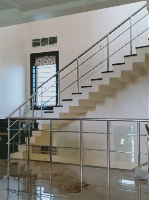 Silver Stairs Stainless Steel Staircase Railing For Home At Rs