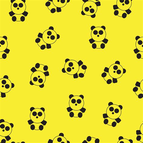 Panda Seamless Pattern On Yellow Color Background Perfect To Print On