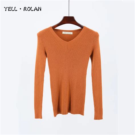 2017 New Fashion Style Slim Sweater Thin V Neck Long Sleeved Solid