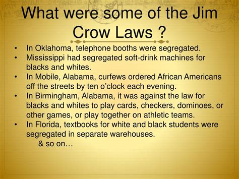 Ppt Jim Crow Laws And The African American Society Powerpoint