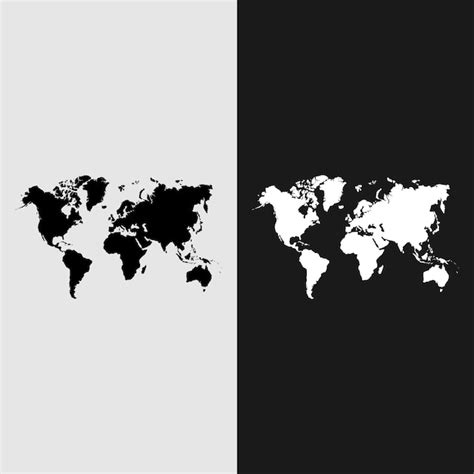 Mapa Del Mundo En Blanco Y Negro Sobre Un Fondo Transparente Vector