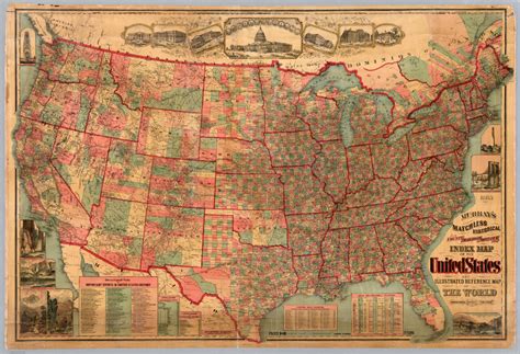 Historical County Railroad Distance And Index Map Of The United States David Rumsey