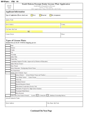 Fillable Online State Sd SD EForm 1793 State Sd Fax Email Print