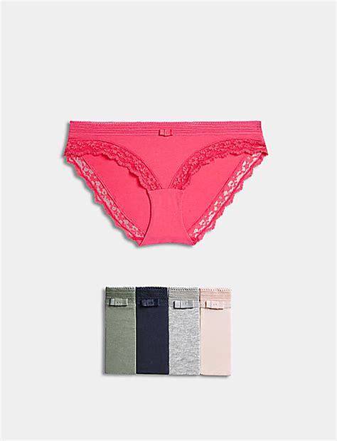Buy Low Rise Laced Bikini Shorts At Marks Spencer