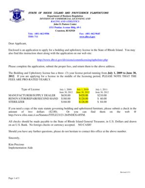 Fillable Online Sos Ri UPHOLSTERY COMPLETE APP AND INSTRUCTIONS Doc