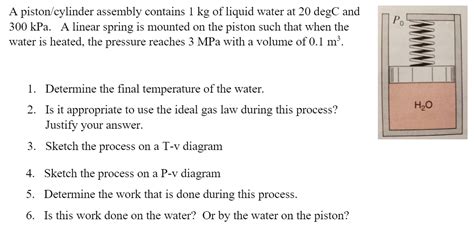 Solved A Pistoncylinder Assembly Contains 1 Kg Of Liquid