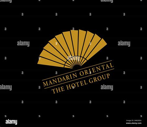 Mandarin Oriental Hotel Group Rotated Logo Black Background Stock