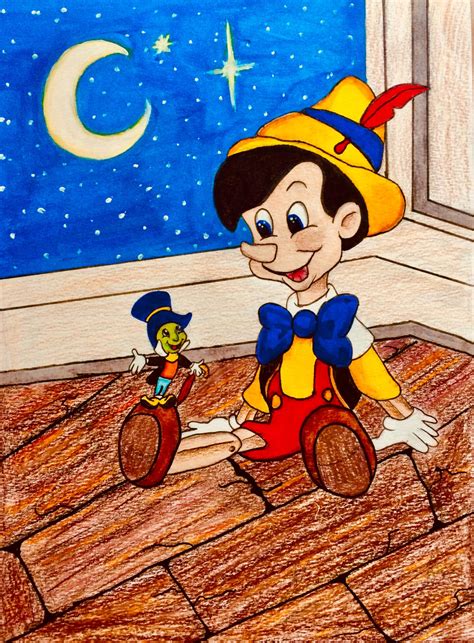 Pinocchio Jiminy Cricket Disney Painting By Evangelina Artmajeur