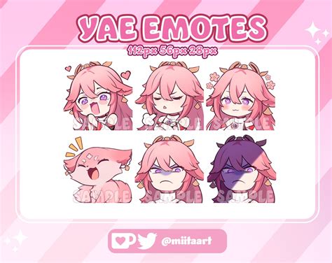 Yae Miko Emotes Pack Genshin Impact For Streamer Twitch Etsy