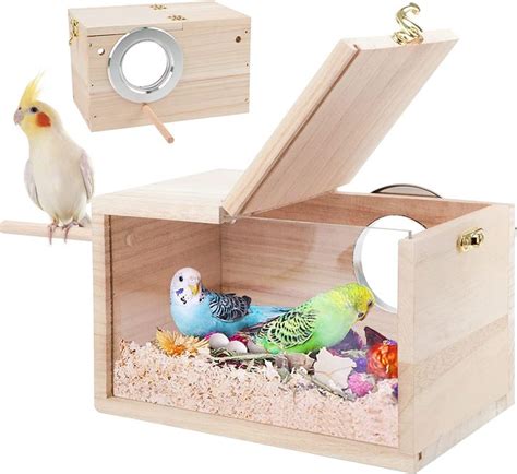 Rypet Parakeet Nesting Box Transparent Design, Bird Nest Breeding Box ...