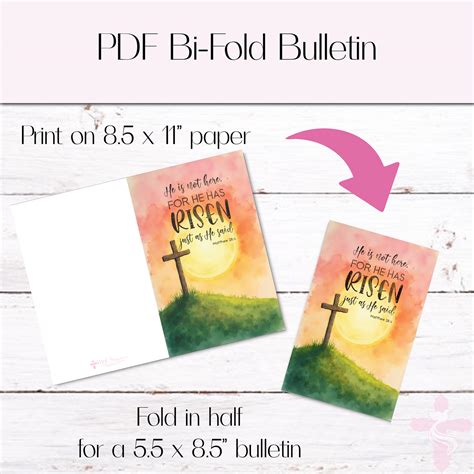 He is Risen - Easter Bulletin Cover - Matt 28:6 - Church Bulletin Cover