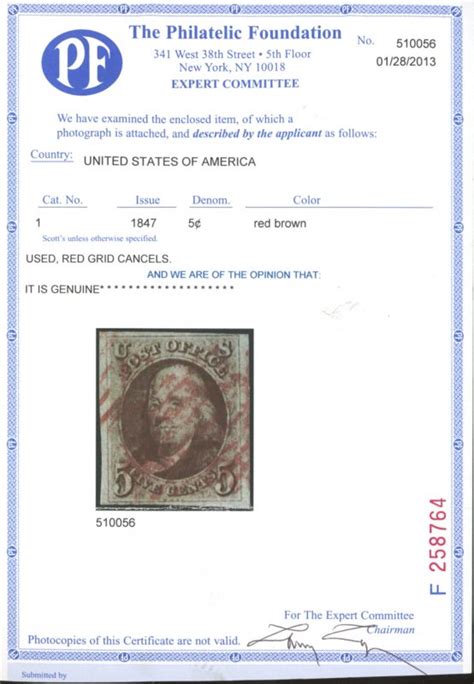 U S Used With Pf Cert Red Grid Cancel United States General