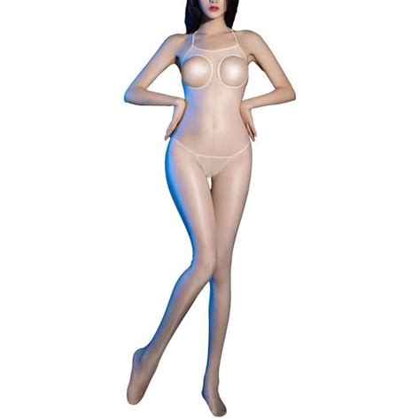 YIZYIF Bodystocking Femme Sexy Ouvert Entrejambe Lingerie Sein Nu