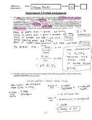 Chem Exp Prelab And Report Sheet Pdf Chem Experiment