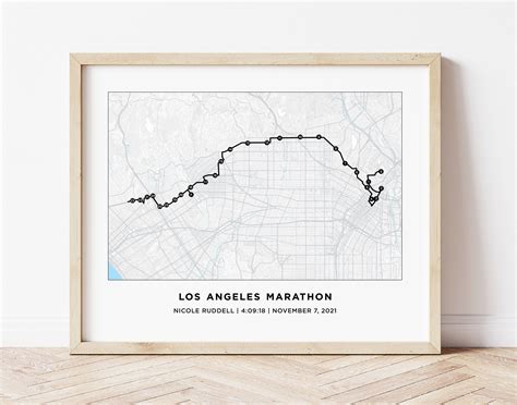 La Marathon Course Map Personalized La Marathon Route Map Los Angeles