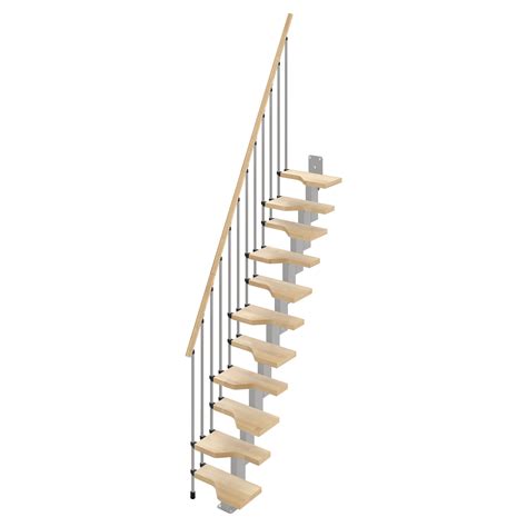 Scala Salvaspazio Mini 11 Gradini In Legno Di Faggio Naturale Acciaio Grigio