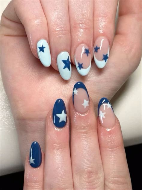 🤍⭐️💙 Nail Art Blue Nails Cute Simple Nails