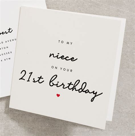 21st Birthday Card For Niece To My Niece On Your 21st Etsy Uk