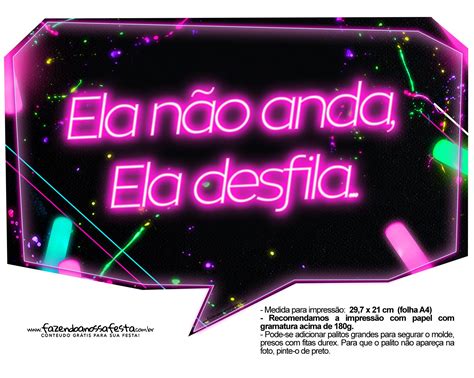 Plaquinhas Neon Para Meninas Fazendo A Nossa Festa Plaquinhas