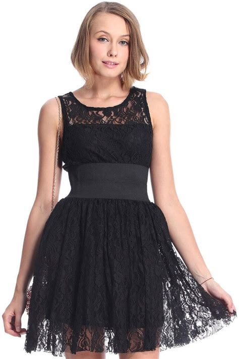 Romwe Cut Out Lace Belted Black Bubble Dressfor Women Romwe