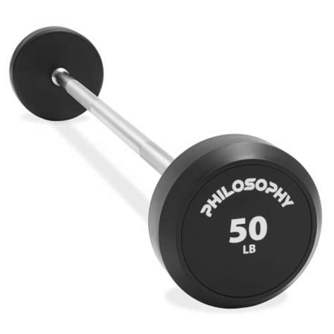Rubber Fixed Barbell 50 Lb Pre Loaded Weight Straight Bar 50 Lb