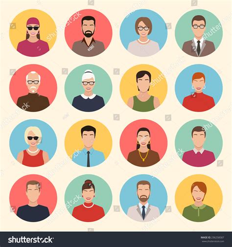 Male Female Character Faces Avatars Flat Stock Vector Royalty Free