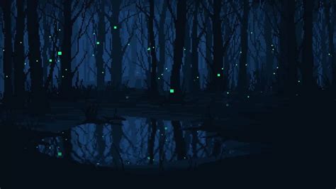 Fireflies In The Forest Pixel Live Wallpaper Wallpaperwaifu