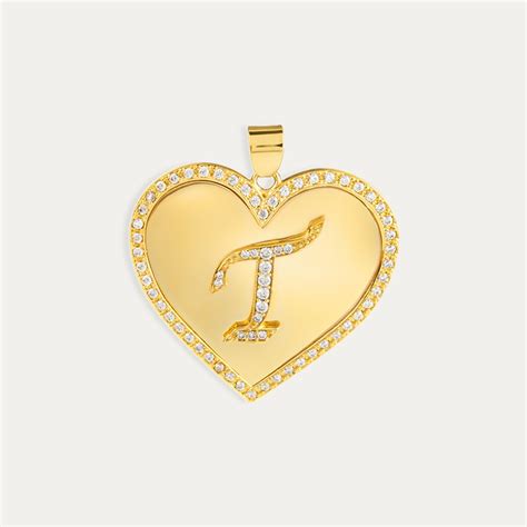 Colgante De Oro 18k Con Inicial Personalizada Heart