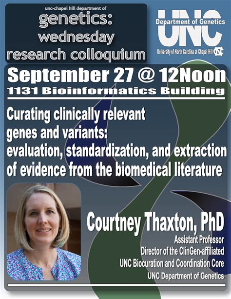 Wednesday Department Of Genetics Colloquium Courtney Thaxton Department Of Genetics