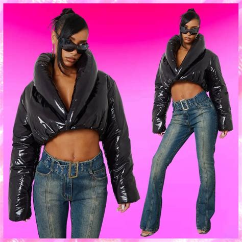 Pillow Neck Cropped Puffer Jacket Beach Babe Bikini