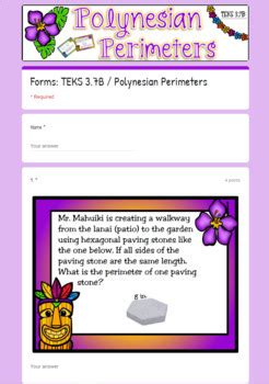 TEKS 3 7B Distance Learning Digital Task Cards Polynesian Perimeters