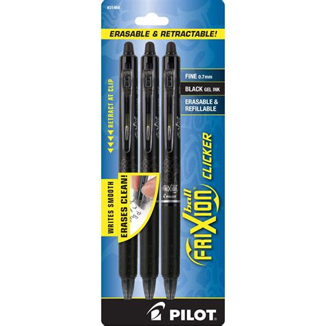 Pilot Frixion Clicker Erasable Gel Pens Fine Point Black Ink Count