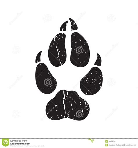 A Trace From A Wolf White Silhouette Of Foot Cartoon Vector